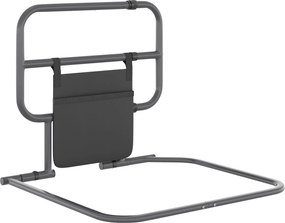 HOMCOM Grade para Cama Adulto Guarda de Segurança para Cama Dobrável com Bolso de Armazenamento 71x61x86-104 cm Cinza | Aosom Portugal