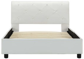 Estrutura de cama 90x200 cm couro artificial branco