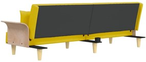 Sofá-cama com apoio de braços tecido amarelo-claro