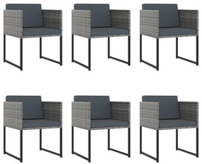 11 pcs conjunto jantar exterior com almofadões vime PE cinzento