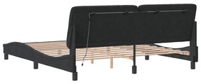 Estrutura de cama com luzes LED 180x200 cm veludo preto