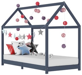 vidaXL Estrutura de cama para crianças 90x200 cm pinho maciço cinzento