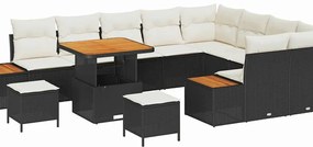 Conjunto de Sofá de Jardim vidaXL de 12 Peças com Almofadas Preto Vime