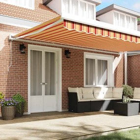 Toldo Retrátil Automático Amarelo e Laranja 500 x 300 cm
