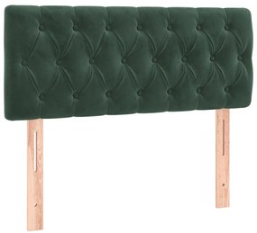 Cama com molas/colchão 90x200 cm veludo verde-escuro