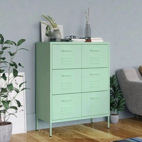 Armário com gavetas aço 80x35x101,5 cm verde-hortelã