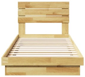 Estrutura cama cabeceira sem colchão 100x200 cm maciça carvalho