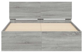Estrutura cama c/ cabeceira/luzes LED 140x190cm cinzento sonoma