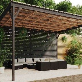 vidaXL 12 pcs conjunto lounge de jardim c/ almofadões vime PE preto