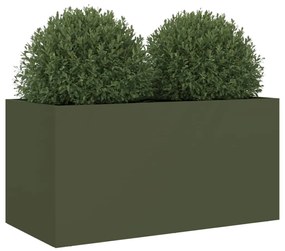 Vaso/floreira 62x30x29 cm aço laminado a frio verde-azeitona