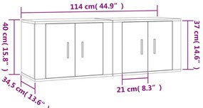 Móveis de TV para parede 2 pcs 57x34,5x40 cm branco