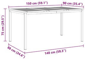 Conjunto de Jantar de 7 Peças para Jardim vidaXL em Madeira Sólida de