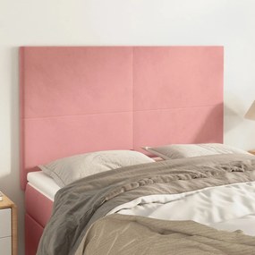 vidaXL Cabeceira de cama 4 pcs veludo 72x5x78/88 cm rosa