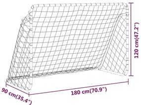 Baliza de futebol com rede 180x90x120 cm aço branco