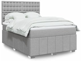 vidaXL Cama com molas/colchão 140x190 cm tecido cinzento-claro