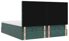 Estrutura de cama otomana com colchão verde escuro Veludo
