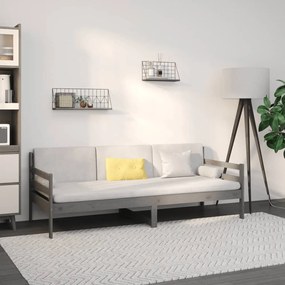 814641 vidaXL Sofá-cama 90x190 cm madeira de pinho maciça cinzento
