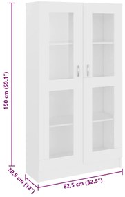 Armário vitrine 82,5x30,5x150 cm derivados de madeira branco