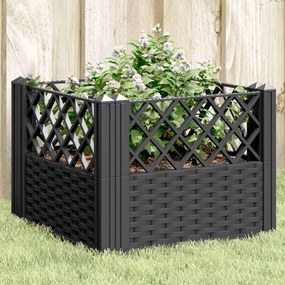vidaXL Vaso/floreira de jardim c/ estacas 43,5x43,5x43,5cm PP preto