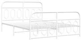 Estrutura de cama com cabeceira e pés 140x190 cm metal branco