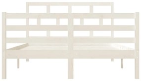 Estrutura de cama casal 135x190 cm madeira maciça branco