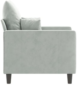 Poltrona 60 cm veludo cinzento-claro