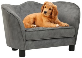 vidaXL Sofá para cães 66x43x40 cm pelúcia cinzento