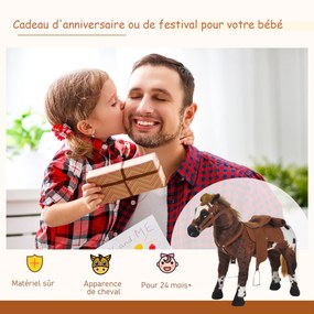 Cavalo de Brinquedo para Crianças acima de 3 Anos com Sons Realistas 85x28x60 cm Castanho