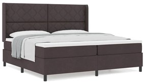 Cama Box com Colchão Castanho Escuro 200x200 cm de Tecido