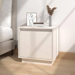 vidaXL Mesa de cabeceira 40x30x40 cm madeira de pinho maciça branco