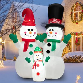 Família de Bonecos de Neve Insufláveis Decoração de Natal com LED e Soprador para Pátio Interior e Exterior