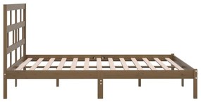 Estrutura de cama 200x200 cm pinho maciço castanho mel