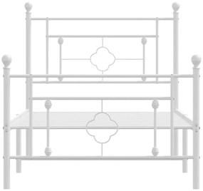Estrutura de cama com cabeceira e pés 90x200 cm metal branco