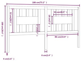 Cabeceira de cama 186x4x100 cm pinho maciço branco