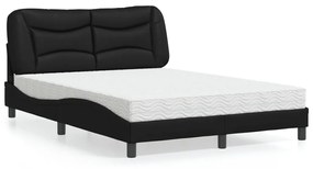 Cama com colchão 120x200 cm couro artificial preto