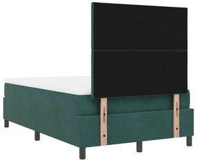 Cama Box com Colchão &amp; LED Verde Escuro 120x200 cm Veludo