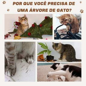 PawHut Árvore para Gatos Raspador com Plataforma Casinha Escada Veludo