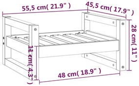 Cama para cães 55,5x45,5x28 cm madeira de pinho maciça