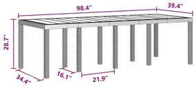 Mesa de Jardim Antracite vidaXL 250x100x73 cm Poly Rattan