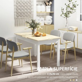 Mesa de Sala de Jantar de Madeira Retangular para 4-6 Pessoas Estilo Moderno 119x70x76 cm Carvalho e Branco