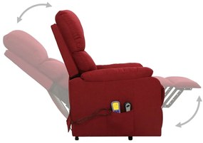 Poltrona elevatória de massagens tecido vermelho tinto