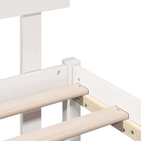 Estrado de Cama com Cabeceira Branco 100x200 cm Madeira Sólida de Pinh