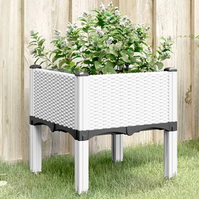 vidaXL Vaso/floreira de jardim c/ pernas 40x40x42 cm PP branco