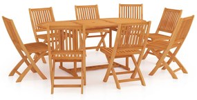 vidaXL 9 pcs conjunto de jantar para jardim madeira de teca maciça