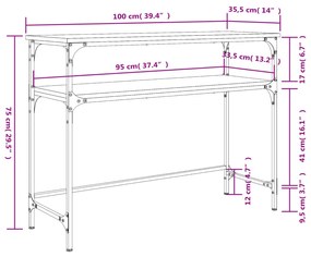 Consola de Entrada Breanna - 100x35,5x75 cm - Com 2 Prateleiras - Made