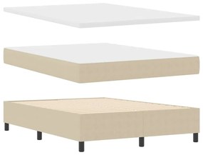 Cama Box Spring com Colchão &amp; Luz LED Verde Cinza 140x200 cm Tecido de