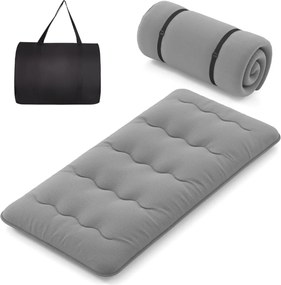 Colchão enrolável para o chão com capa lavável e com bolsa de transporte 200 x 90 x 10 cm - cinzento