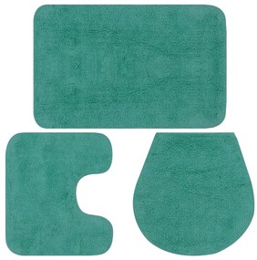 Conjunto tapetes de casa de banho 3 pcs tecido turquesa