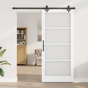 Porta Deslizante vidaXL com Kit de Hardware 'ORKDAL'Branca de Madeira