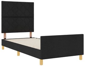 Cama Preta 90x200 cm em Tecido